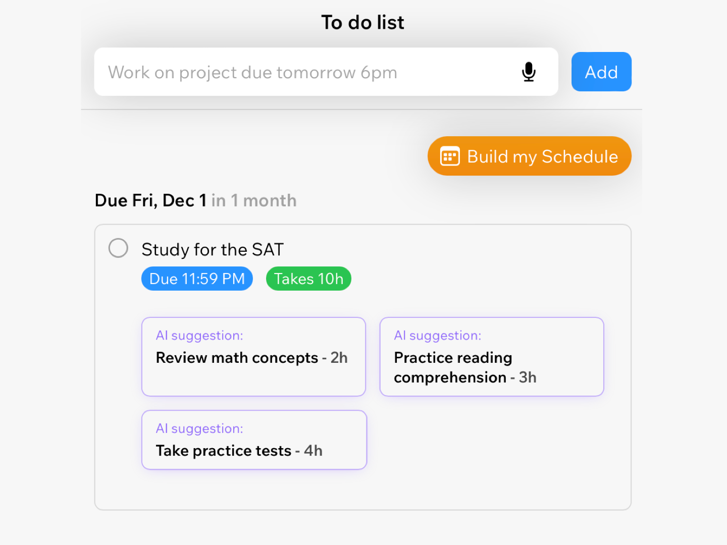 Get AI task suggestions