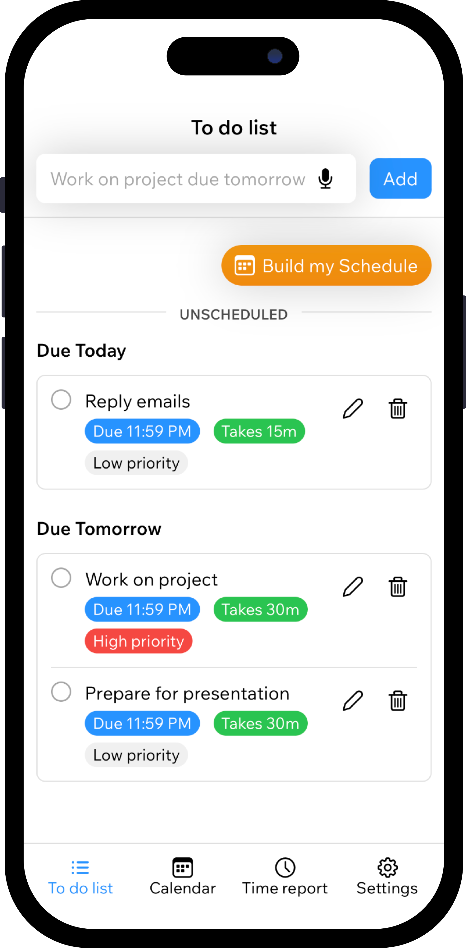 iOS app to do list